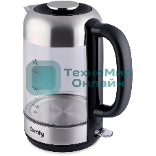 Чайник электрический Domfy DSM-EK401 1.8л. 2200Вт черный/прозрачный (корпус: стекло)