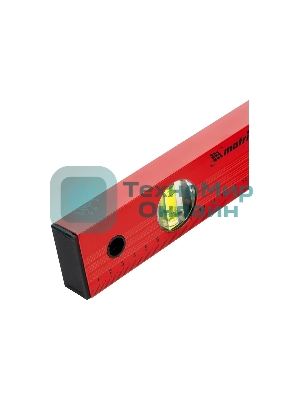 Уровень Matrix алюминиевый, 400 мм, 3 глазка, красный, линейка