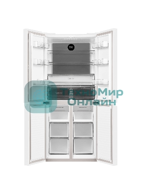 Холодильник Maunfeld MFF183NFWE белый трехкамерный инвертор 270/135л морозилка снизу, Total NoFrost, Side by Side