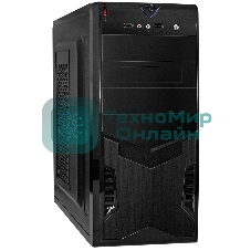 Компьютерный корпус Miditower ExeGate CP-604-UNS400 (ATX, БП UNS400 с вент. 12см, 2*USB, аудио, черный)