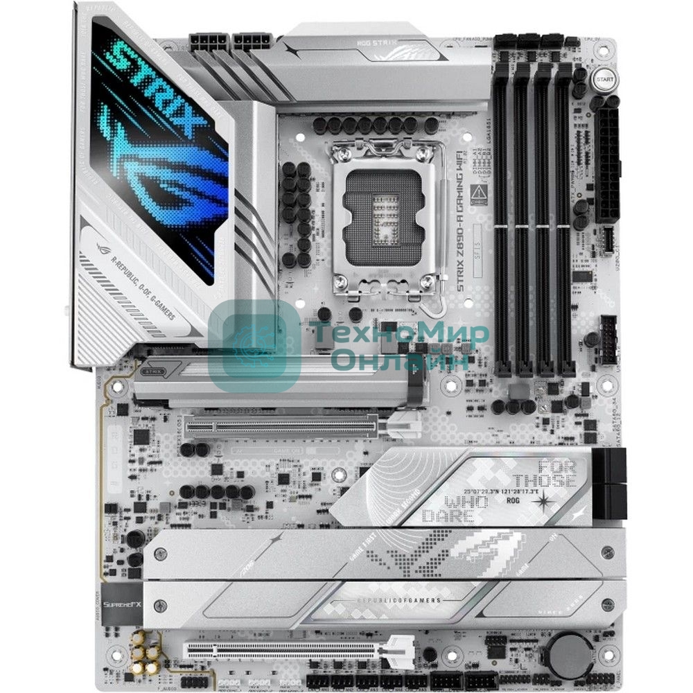 Материнская плата ASUS ROG STRIX Z890-A GAMING WIFI, LGA 1851, Intel Z890, 4xDDR5, 4xSATA, 5xM.2, 1xPCIe 4.0 x16, 1xPCIe 5.0 x16, 1xHDMI, 1xDP, 1x 2.5Gb LAN, 2xUSB-A 3.2 Gen 1, 5xUSB-A 3.2 Gen 2, 1xUSB-C 3.2 Gen 2, 2xThunderbolt 4, 2x3.5 мм, 7.1, ATX