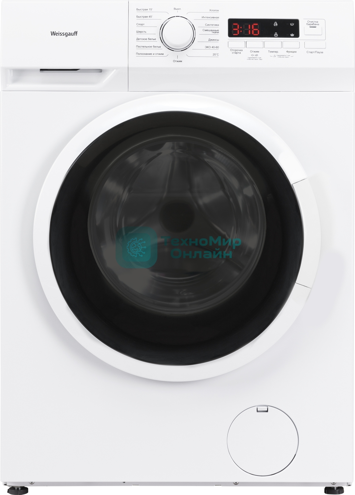 Стиральная машина Weissgauff WM 4106 D белая, загрузка фронтальная 6кг, 1000 об/мин., класс: A+++