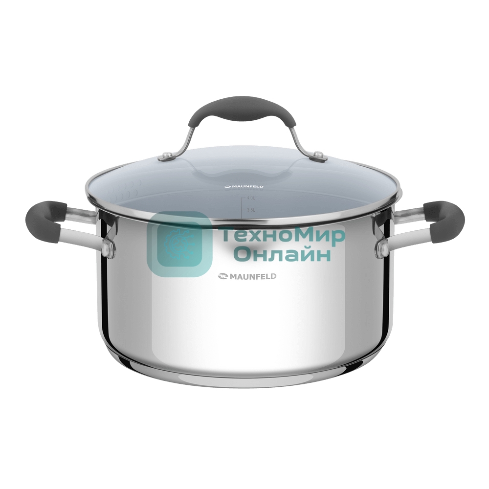 Кастрюля Maunfeld LAURA MCS56S08GR из нержавеющей стали со стеклянной крышкой, 24 см, 5,6 л.