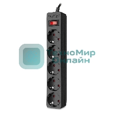 Сетевой фильтр SVEN SF-05E 5,0 м (5 розеток с защитными шторками) черный, цветная коробка