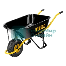 Тачка строительная Denzel усиленная, объем 130 л, 230 кг, колесо 15х6.00-6