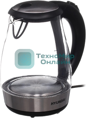 Чайник электрический Hyundai HYK-G2030 1.7 л, 2200 Вт, черный (корпус: стекло)