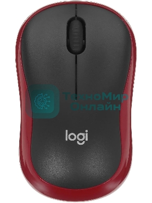 Мышь беспроводная Logitech M185, красный, 1000 dpi, радиоканал, USB, кнопки - 3