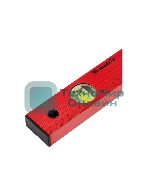 Уровень Matrix алюминиевый, 400 мм, 3 глазка, красный, линейка