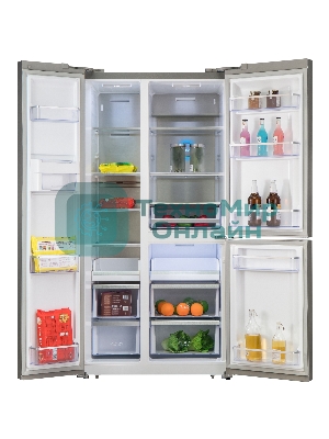 Холодильник Бирюса TD 563 I нержавеющая сталь трехкамерный 207/223 л морозилка слева, NoFrost, Side-by-side