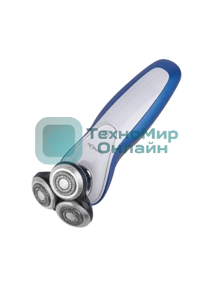Электробритва Centek CT-2152 (сер/бел/син) 5 ВТ, 3 плав. головки, аккумулятор+работа от сети