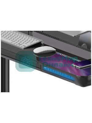 Стол компьютерный Cactus CS-EGD-BK-LED столешница закаленное стекло, черный, каркас черный