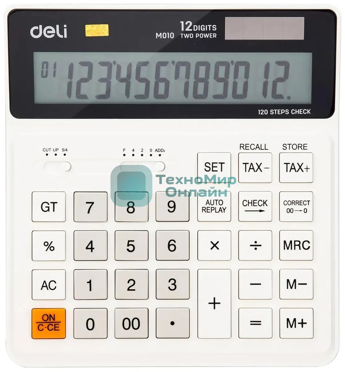 Калькулятор бухгалтерский Deli EM01010 белый 12-разр.