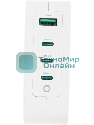 Сетевое зарядное устройство (адаптер питания) TopON GaN 130W 3xType-C, USB, Power Delivery, Quick Charge 4.0, белый TOP-GaN-130W