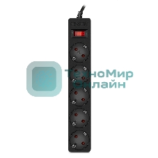 Сетевой фильтр SVEN SF-05E 5,0 м (5 розеток с защитными шторками) черный, цветная коробка