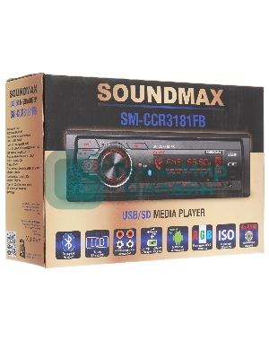 Автомагнитола Soundmax SM-CCR3181FB, 1 DIN, Bluetooth, USB Type-A, AUX