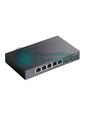 Коммутатор настольный TP-Link TL-SG1005P-PD с 5 гиг. портами (1 порт с входящим PoE++, 4 порта с исходящим PoE+), бюджет PoE: 9, 21, 47 или 66 Вт (зависит от используемого стандарта входящего PoE)