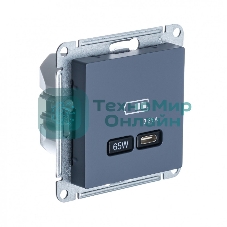 Розетка USB SE тип-C 65W высокоскор. заряд. QC, PD, мех. AtlasDesign грифель