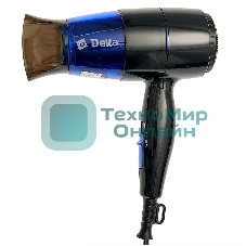 Фен Delta DL-0907 черный/синий, 1400 Вт, компактный