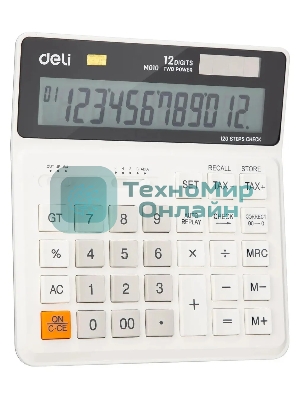Калькулятор бухгалтерский Deli EM01010 белый 12-разр.
