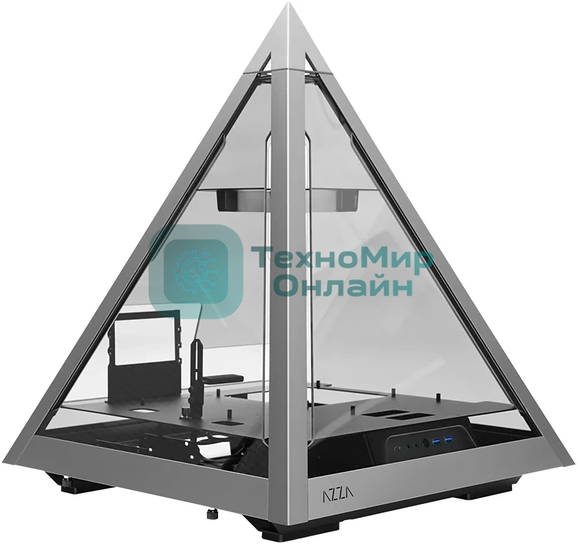 Компьютерный корпус Azza Pyramid L черный/серебристый без БП ATX 6x120мм 2xUSB3.0 audio bott PSU