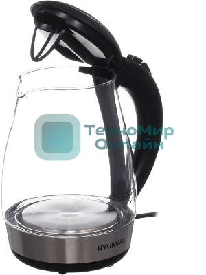 Чайник электрический Hyundai HYK-G2030 1.7 л, 2200 Вт, черный (корпус: стекло)