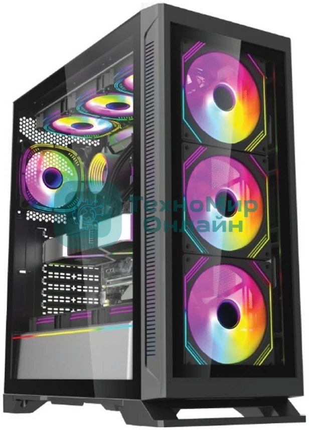 Компьютерный корпус Forza FZ-G901 EATX Case, black, w/o psu,Tempered glass front panel, 2x3,5