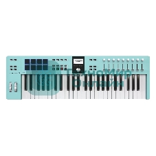 Клавиатура MIDI 231524 Arturia KeyLab Essential 49 mk3 Aquamarine 49 клавиш, LCD дисплей, 9 энкодеров, 8 пэдов, 9 фейдеров, 12 кнопок управления, колеса высоты тона и модуляции, 1/4