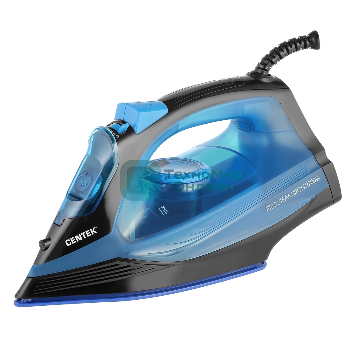 Утюг Centek CT-2351 синий, 2200 Вт, 35 г/мин, 130 г/мин, 300 мл