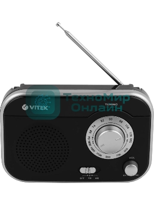 Радиоприемник Vitek VT-3593 (BK) Выходная мощность 1 вт. Динамики 1.Тип батареек UM-2/C