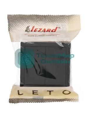 Выключатель 2-клав. LETO черный бархат LEZARD 752-4200-101