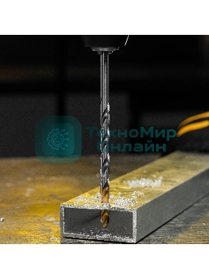 Сверло спиральное по металлу Denzel 7,0 х 156 мм, Р6М5, Golden Tip, удлиненное