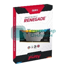 Оперативная память Kingston Fury Renegade, DDR4, 64GB (4x16GB), 3600MHz, CL16, DIMM, с радиатором, RGB, серебристый/черный