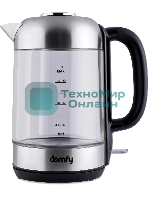 Чайник электрический Domfy DSM-EK401 1.8л. 2200Вт черный/прозрачный (корпус: стекло)