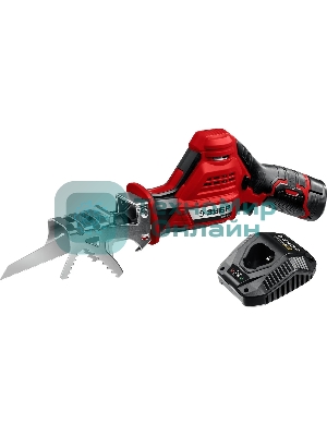 Пила сабельная. Зубр 12В, 1 АКБ (2А·ч), в коробке, СПЛ-125-21