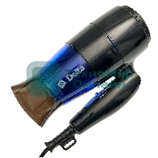 Фен Delta DL-0907 черный/синий, 1400 Вт, компактный