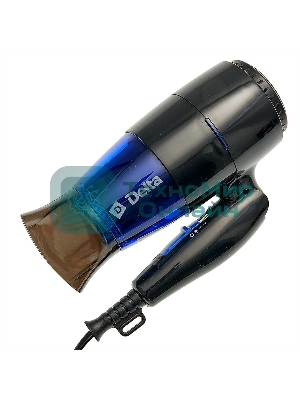 Фен Delta DL-0907 черный/синий, 1400 Вт, компактный