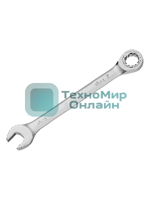 Набор ключей комбинированных трещоточных Denzel 6-19 мм, 8 шт., CrV, матовый хром