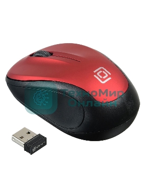 Мышь беспроводная Oklick 665MW черный/красный, 1000 dpi, радиоканал, USB, кнопки - 3