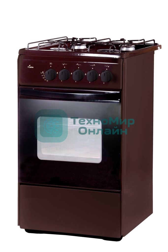 Плита газовая Flama RG 24019 B коричневый, конфорок 4 шт, духовка 50 л, 50 см x 85 см x 60 см
