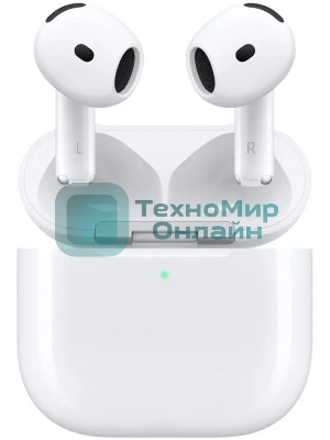 Наушники TWS Apple AirPods 4 ANC белый, вкладыши, Bluetooth, активное шумоподавление, беспроводная зарядка, до 4 ч