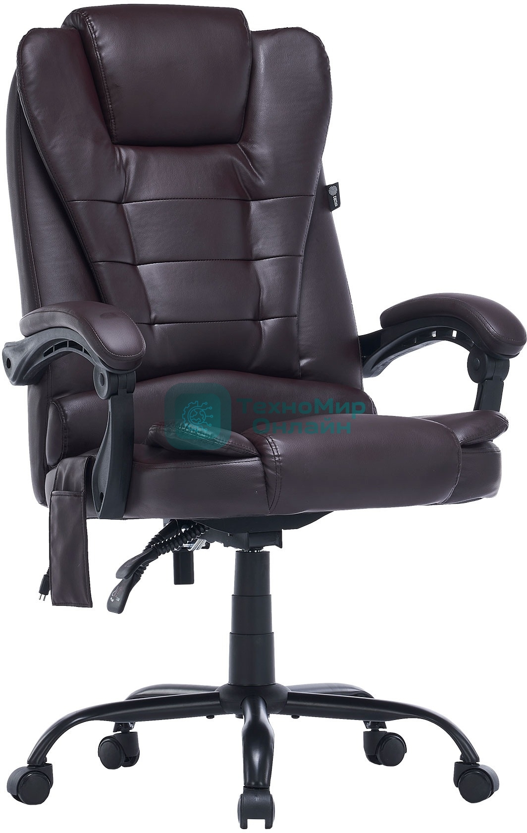 Кресло Cactus CS-CHR-OC03M-BR темно-коричневый, экокожа, подголовник