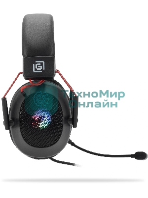 Наушники с микрофоном Оклик HS-L305G черный/красный 2м мониторные оголовье (2060511)