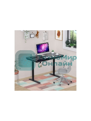 Стол компьютерный Cactus CS-EGD-BK-LED столешница закаленное стекло, черный, каркас черный