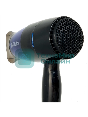 Фен Delta DL-0907 черный/синий, 1400 Вт, компактный