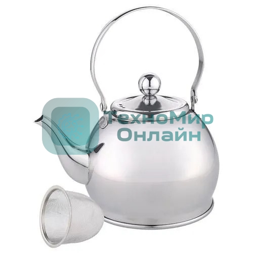 Чайник для плиты WEBBER BE-0597 из нерж.стали с ФИЛЬТРОМ из нерж. стали 1л,(24)