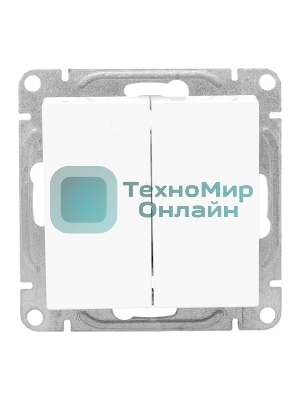 Механизм выключателя EKF UP1-SWW-20 двухклавишный, белый Эпика