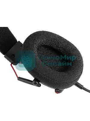 Наушники с микрофоном Оклик HS-L305G черный/красный 2м мониторные оголовье (2060511)