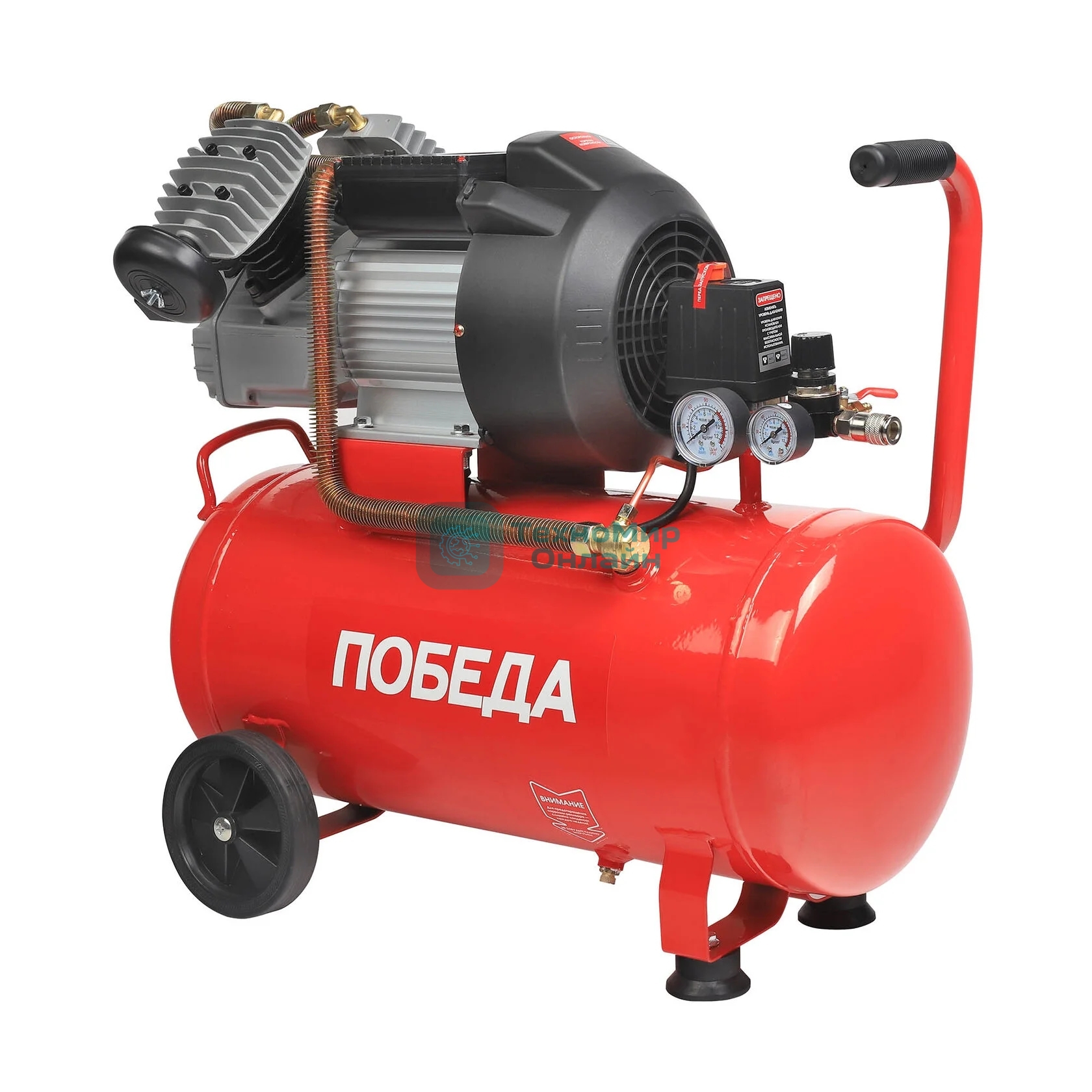Компрессор поршневой масляный Победа КМ 50-400, 400 л/мин, 8 бар, 2200 Вт, 50 л, быстросъемный 1/4