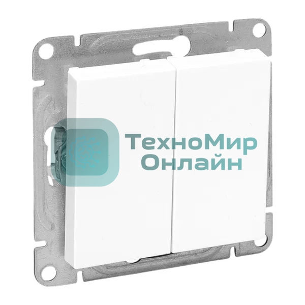 Механизм выключателя EKF UP1-SWW-20 двухклавишный, белый Эпика