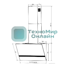 Вытяжка наклонная Elikor Rise BK 60 черный, 60 см, 750 куб. м/ч, 56 дБ